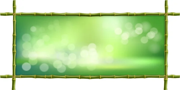 Illustration Rectangle Vert Bambou Tiges Bordure Cadre Fond Bokeh Flou — Photo