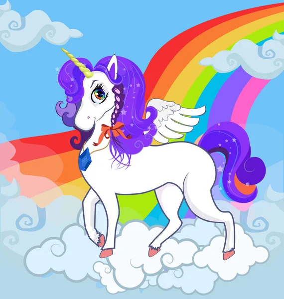 Bunte Karikatur Kinder Illustration Von Weißen Pony Einhorn Prinzessin Charakter — Stockfoto