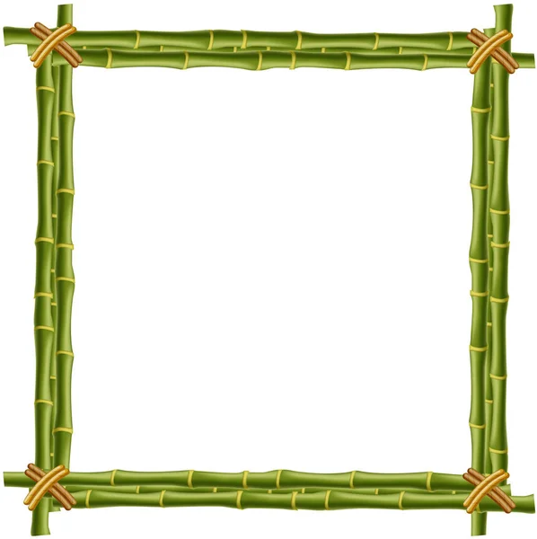 Wooden frame made of green bamboo sticks  with space for text or image.  mockup, clip art, border, template, photo frame isolated on white background.