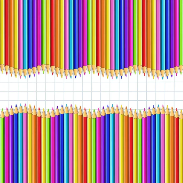 Cadre Bordure Ondulé Carré Crayons Bois Multicolores Rangées Sur Fond — Photo