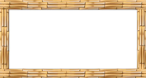Rechteckige Braune Holzrahmen Aus Realistischen Trockenen Bambusstämmen Mit Leerem Kopierraum — Stockvektor