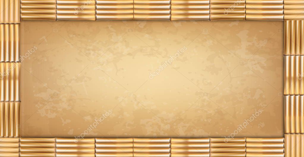 Download Vector Illustration Of Brown Bamboo Rectangle Stick Border Art Design Blank Mockup Template Rope Old Paper Canvas Concept Of Tropical Signboard Banner Menu Empty Copy Space Place For Text Premium Vector PSD Mockup Templates