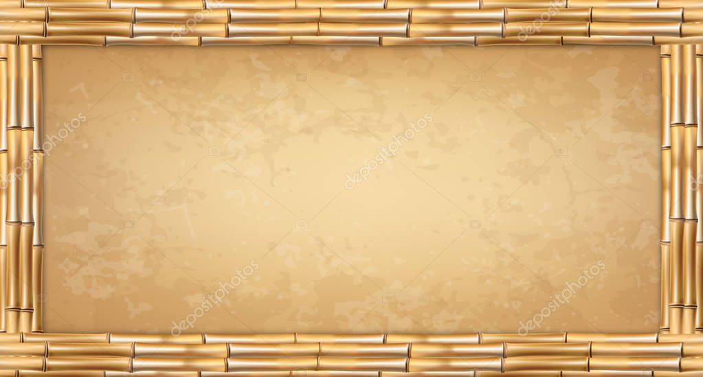 Download Vector Illustration Of Brown Bamboo Rectangle Stem Frame Art Design Blank Mockup Template Rope Old Paper Canvas Concept Of Tropical Billboard Banner Menu Empty Copy Space Place For Text Premium Vector PSD Mockup Templates