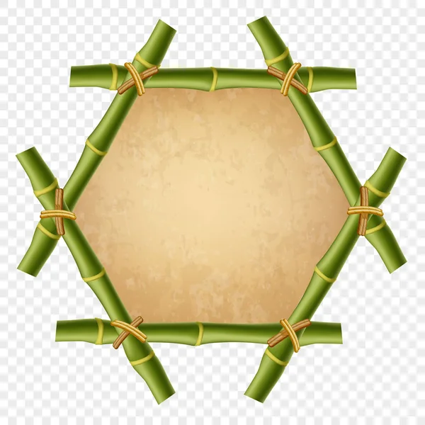 Borde Palo Bambú Verde Hexagonal Vectorial Aislado Sobre Fondo Transparente — Vector de stock