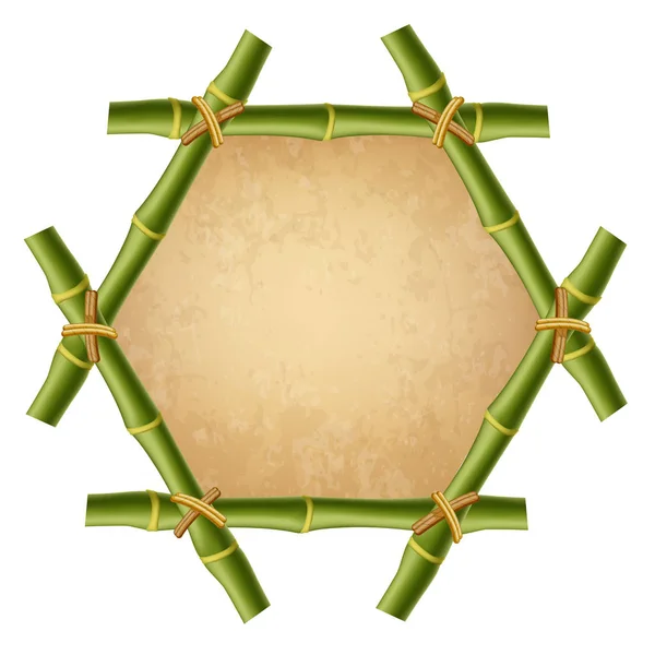 Borde Palo Bambú Verde Hexagonal Vectorial Aislado Sobre Fondo Blanco — Archivo Imágenes Vectoriales