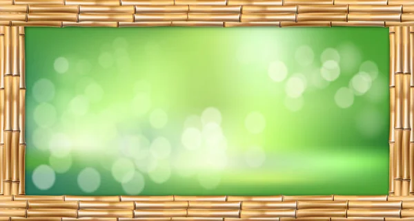 Ілюстрація Прямокутника Коричневих Сухих Бамбукових Стебел Рамки Зеленого Фону Боке — стокове фото