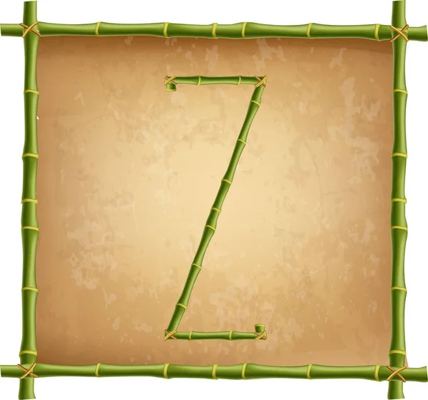 Vector Bamboo Alphabet Capital Letter Made Realistic Green Bamboo Sticks — ストックベクタ