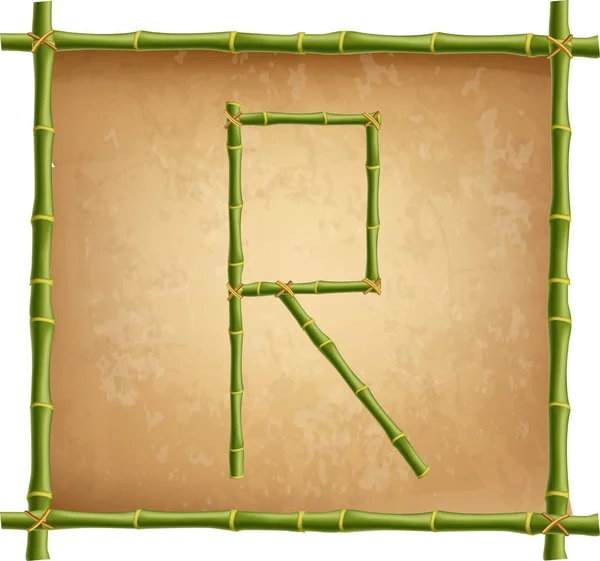 ベクトル竹のアルファベット 大文字 は古い紙 パピルス 羊皮紙やキャンバスの背景に現実的な緑竹棒の棒から成っています テキスト メッセージを作成するための Abc のコンセプト — ストックベクタ