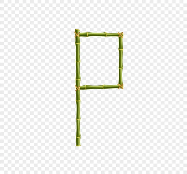 Alfabet Bambus Vector Litera Capital Din Bambus Verde Realist Bastoane — Vector de stoc