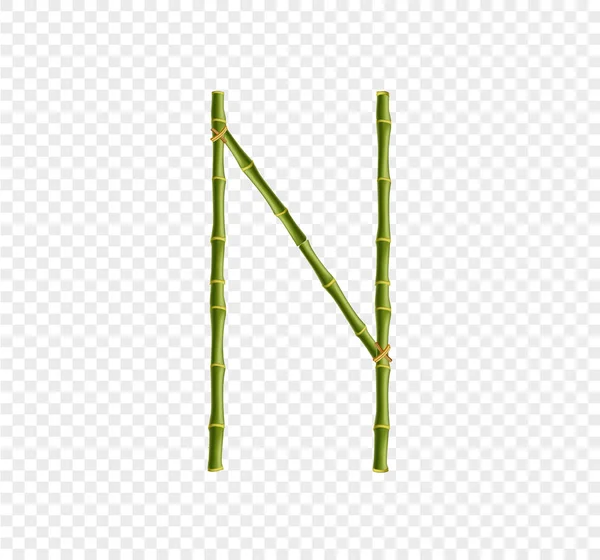 ベクトル竹のアルファベット 資本手紙 現実的な緑の竹の棒 透明な背景に分離された極です テキスト メッセージを作成するための Abc のコンセプト — ストックベクタ