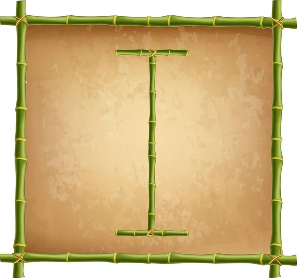 Alfabeto Bambú Vectorial Carta Mayúscula Que Hice Palos Bambú Verde — Vector de stock