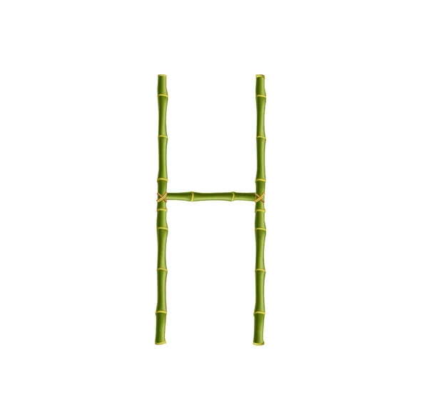 Vektor Bambusz Ábécé Tőke Levél Reális Zöld Bambuszból Készült Botok — Stock Vector