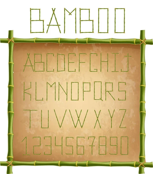Vector Bamboo Alphabet Capital Letters Made Realistic Green Bamboo Poles — Stock vektor