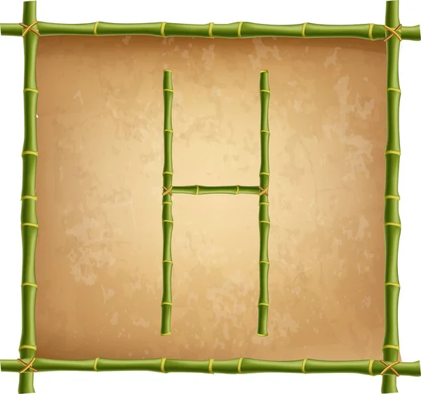 Wektor Bambus Alfabetu Wielka Litera Wykonane Realistyczne Zielony Bambus Kije — Wektor stockowy