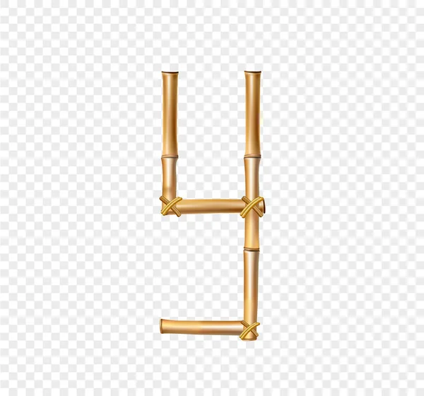 Alfabeto Bambú Vectorial Letra Mayúscula Hecha Postes Realistas Bambú Seco — Vector de stock