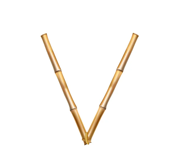 Vector Bambu Alfabetet Bokstav Tillverkad Realistisk Brun Torr Bambu Stolpar — Stock vektor