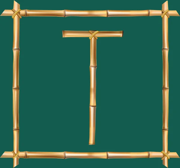 Vector Bambu Alfabetet Bokstav Gjord Realistisk Brun Torr Bambu Stolpar — Stock vektor