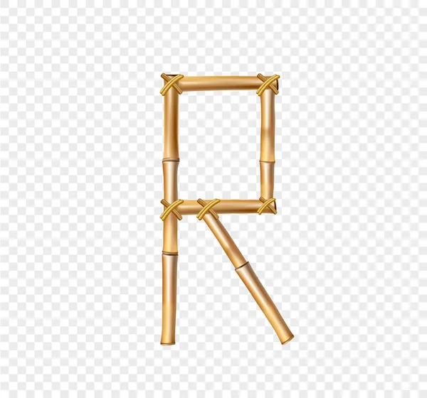 Vector Bambu Alfabetet Bokstav Gjord Realistisk Brun Torr Bambu Stolpar — Stock vektor