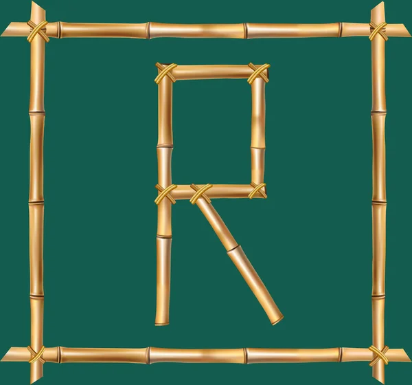 Alfabeto Bambú Vectorial Letra Mayúscula Hecha Postes Realistas Bambú Seco — Archivo Imágenes Vectoriales