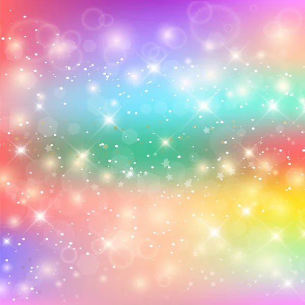 Fondo Arcoíris Unicornio Cielo Holográfico Color Pastel Patrón Sirena Brillante — Vector de stock