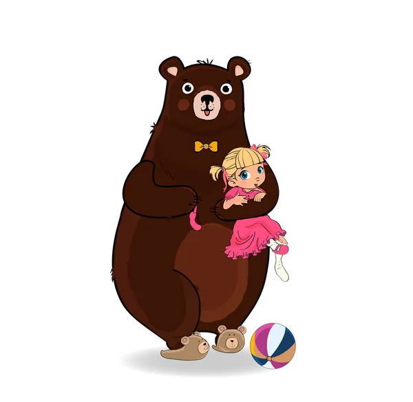 Urso Pelúcia Bonito Vestindo Gravata Pescoço Chinelos Abraçando Segurando Patas — Fotografia de Stock