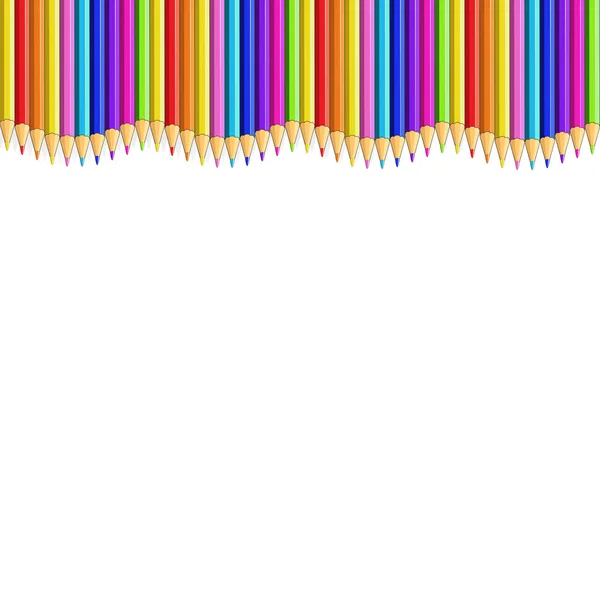 Lápis Coloridos Para Cima Linha Forma Onda Quadro Fronteira Multicolorido — Fotografia de Stock