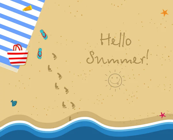 Üstten Görünüm Sunny Beach. Yaz aylarında arka plan. — Stok Vektör
