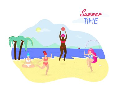 Plaj yaz saati etkinliği. Olumlu vücut. Simge