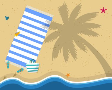 Yaz plaj tatil tatil Poster, üstten görünüm.