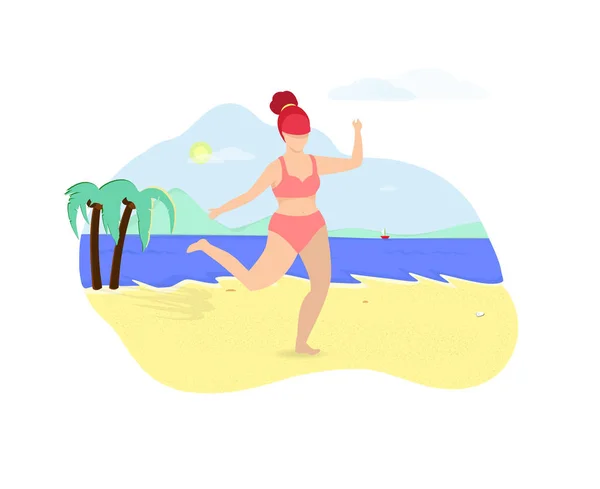 Kvinna klädd i badkläder dans på sommaren Beach — Stockfoto
