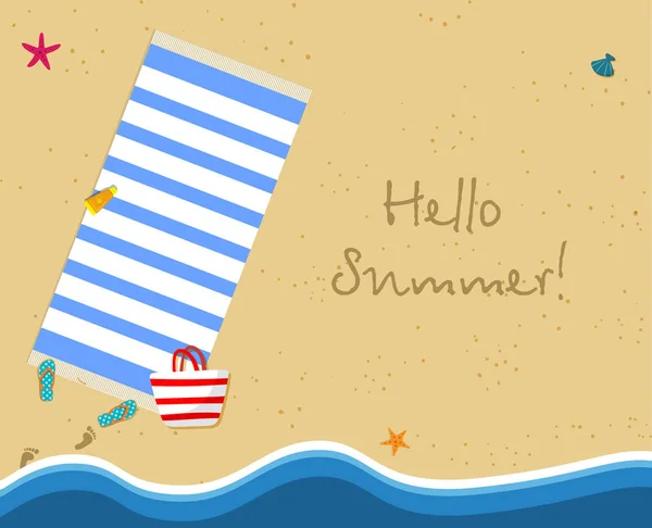 Hola Summer Banner. Vista superior Playa exótica vacía — Foto de Stock