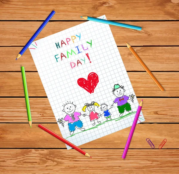 Feliz dia da família Desenhos animados mão ilustração desenhada . —  Vetores de Stock