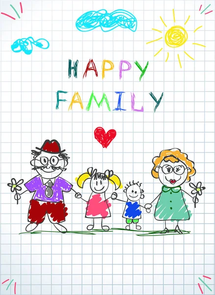 Imagem de família feliz de menino, menina, pais . — Fotografia de Stock