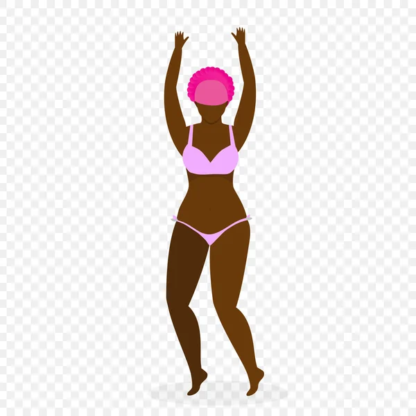 Cuerpo Positivo Hermosa mujer africana en traje de baño . — Archivo Imágenes Vectoriales