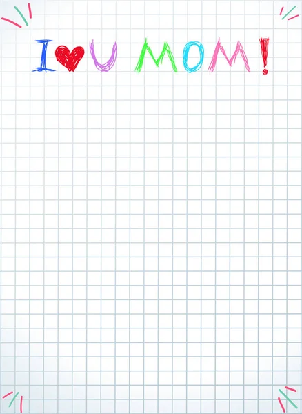 Je t'aime maman. Citation de la fête des mères heureuses isolées — Image vectorielle