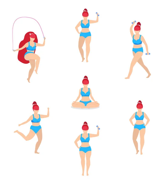 Frauen Sport Aktivitäten verschiedene Posen und Workout — Stockfoto