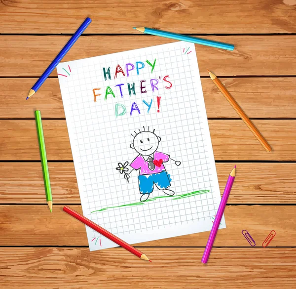 Happy Father Day Baby Drawn Illustration — стоковый вектор