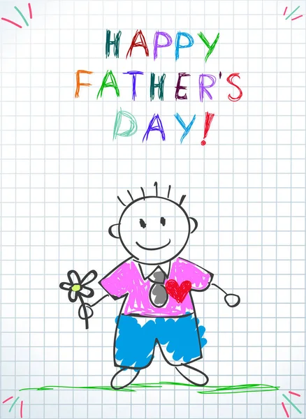 Поздравительная открытка на День отца. Детский рисунок — стоковое фото
