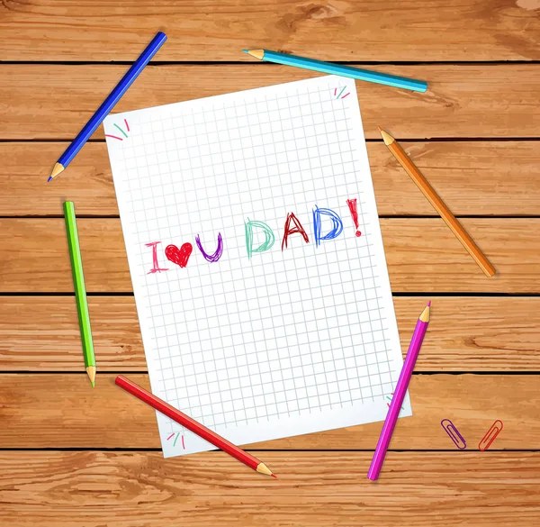 Gyerekek kézzel írás felirata szeretlek apa. — Stock Fotó