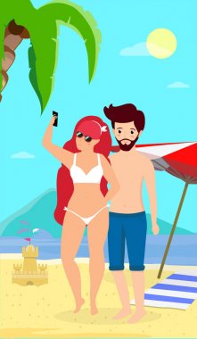 Tropik Adada Boş Zamanlarında Genç Loving Couple.