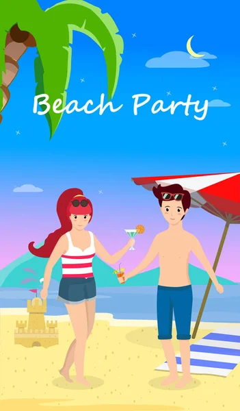 Happy Family at Beach Party. Honeymoon Travel — Stock Photo, Image