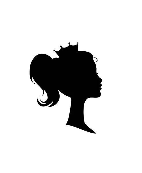 Prinzessin oder Königin Profil Silhouette mit Krone — Stockvektor