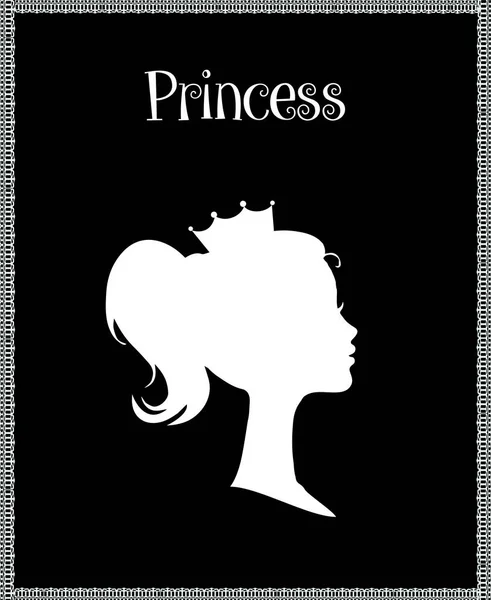 Silhueta de perfil de princesa ou rainha com coroa — Vetor de Stock