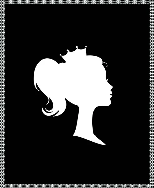 Taç ile Prenses veya Kraliçe profil silüeti — Stok fotoğraf