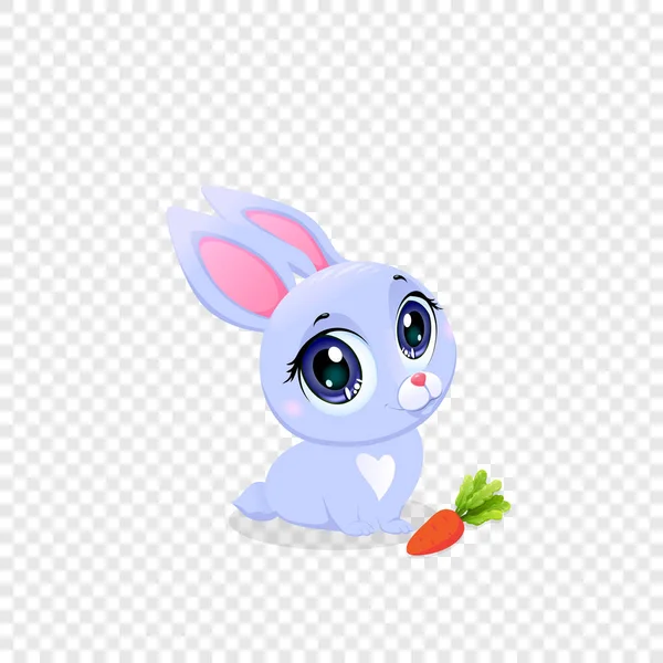 Lapin drôle mignon avec clip art isolé aux carottes — Image vectorielle