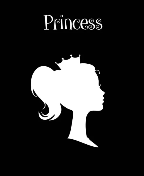 Taç ile Prenses veya Kraliçe profil silüeti — Stok Vektör