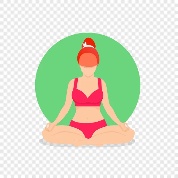 Jóga lány meditál lótuszpozícióban Relaxáció — Stock Vector