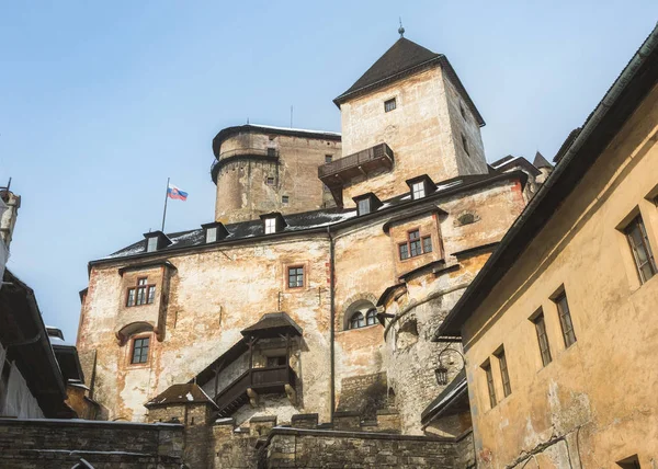 Vista Del Castillo Superior Desde Patio Interior Del Castillo Orava — Foto de Stock