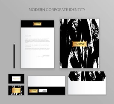 Kurumsal Kimlik iş kümesi. Modern ileti örneği şablon tasarım. İş belgeleri. Zarf, kart, klasör, vb kümesi. Vektör çizim. Arka plan
