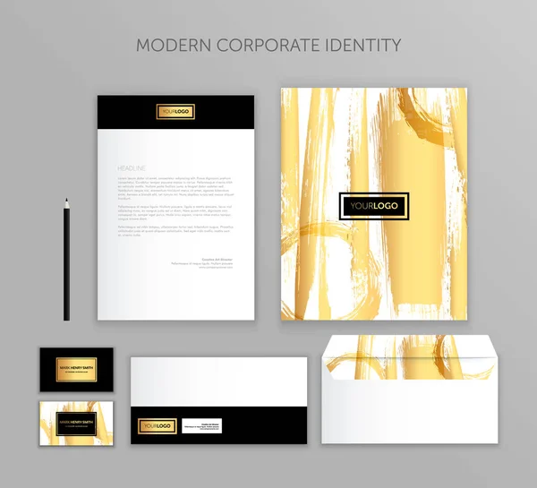 Corporate Identity Business Gesetzt Modernes Design Von Schreibwaren Vorlagen Dokumentation — Stockvektor
